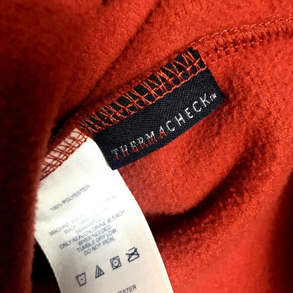 Lands End Therma Check Mens 1/4 Zip Long Sleeve Rust Fleece Pullover Small 34-36 - Picture 4 of 5